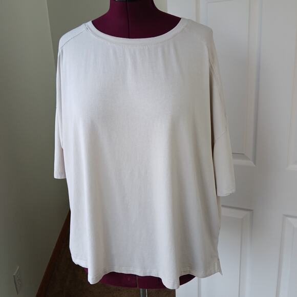 ni oversized short raglan sleeve T-shirt OSFA cream tan beige - Picture 5 of 11
